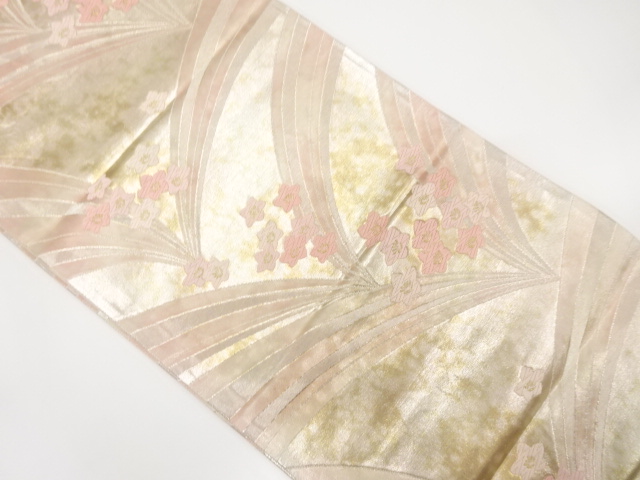 アンティーク　津村織物製　草花模様織り出し袋帯（材料）